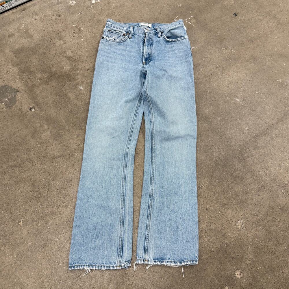 AGOLDE 90s Straight Denim Jeans Light Blue Button Fly Organic Cotton Women 24